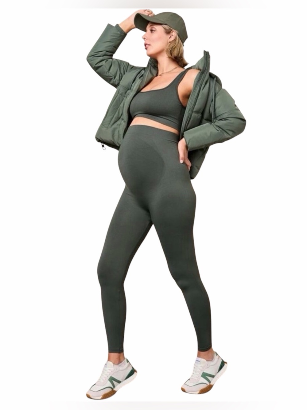 BLANQI Everyday Maternity Belly Support Leggings Forest Green Size Large